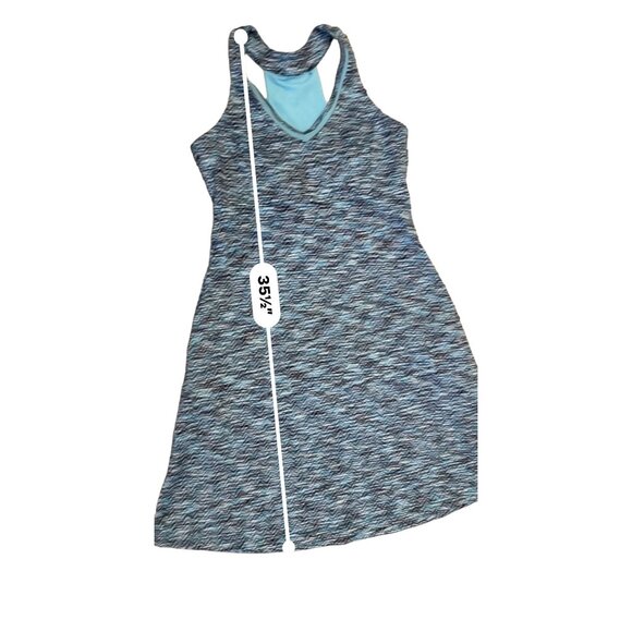 Womens Blue Chevron Athletic Dress Bra Pads V Neck Sleeveless Racerback S halter - Picture 8 of 10